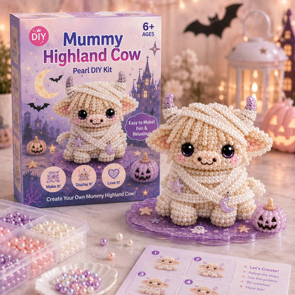 ⏳ Last Day 49% OFF – 🎃 Beginner-Friendly Halloween Highland Cow 3D Pearl Bead DIY Kit | Complete Kit with All Tools & Step-by-Step Guide Included 💕