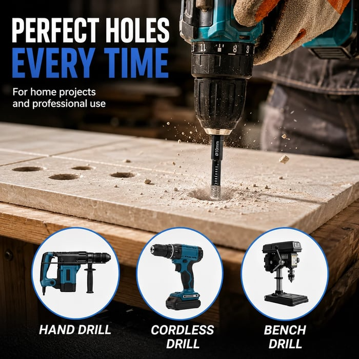 💎 6-Piece Diamond Drill Bit Set for Tile, Glass & Stone 🛠️