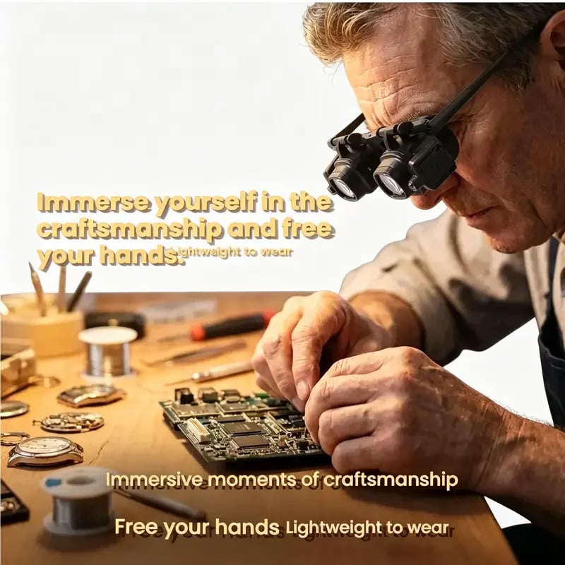 🔬 LIMITED-TIME 50% OFF! ✨ Precision LED Magnifier Glasses – Interchangeable Lenses, Dual LED, Hands-Free 💡
