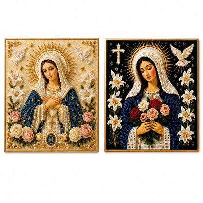 🎉🙏 Divine Pearl Bead Virgin Mary Icon – A Peaceful DIY Faith Art Gift ✨
