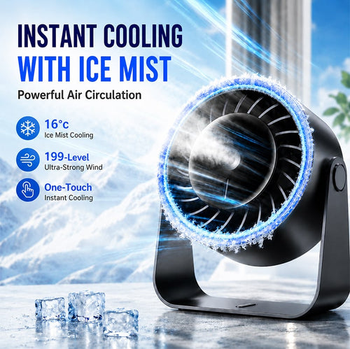 🏆80K+ SOLD🥇2026 SUMMER 49% OFF🔥Rechargeable Ice Misting Silent Cooling Fan