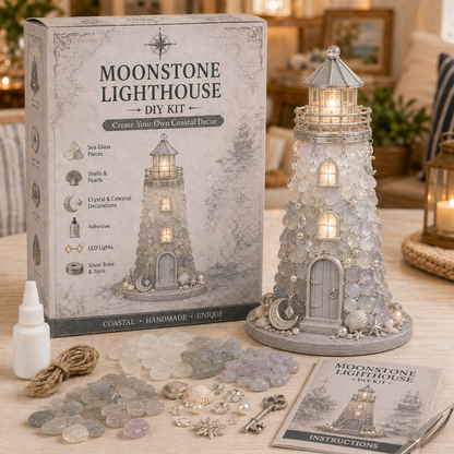 🌊🧜‍♀️✨ DIY Sea Glass Lighthouse Kit 🎨🗼– Light-Up Coastal Craft & Handmade Home Decor 🏠💡🏖️