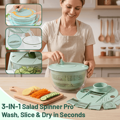 3-in-1 Salad Spinner Pro – Wash, Slice & Dry in Seconds