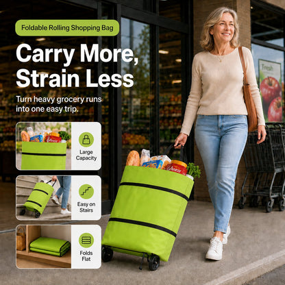 🛒 Large-capacity folding push-pull shopping bag - The perfect choice for large-scale shopping trips