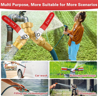 💦🚰 2-Way Brass Garden Hose Splitter | Individual Shut Off Valves