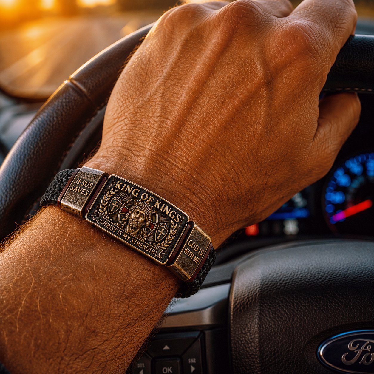 ✝️KING OF KINGS bracelet - 🙏Fit: Flexible design – fits most wrists (7–10.5 in)