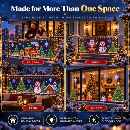 🎄 Smart RGB Pixel Curtain Lights – App-Controlled Animated Holiday Display for Balcony & Window Decor-2m*2m