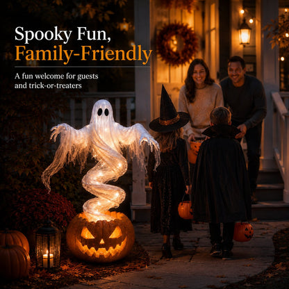 👻 Swirling Ghost Pumpkin Yard Lamp 🎃