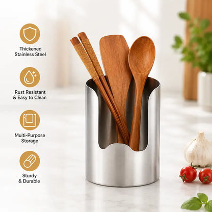 ✨ Stainless Steel Kitchen Utensil Holder – 🍳Open-Front Countertop Organizer for Spoons, Spatulas & Everyday Tools