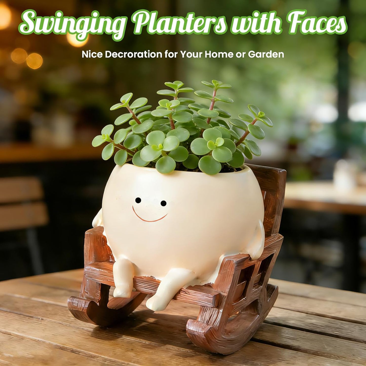 😊 Smiley Face Rocking Chair Planters Flower Pots for Plants