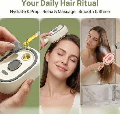 💆‍♀️3-in-1 Steam Massage Hair Brush -Smooth Hair • Reduce Frizz • Scalp Relaxation