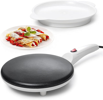 Moss & Stone 12” Electric Crepe Maker Machine, Griddle Nonstick Crepe Pan | Adjustable temperature, quick heat-up, even heating, non-slip feet, spreader & spatula included, for pancakes & tortillas