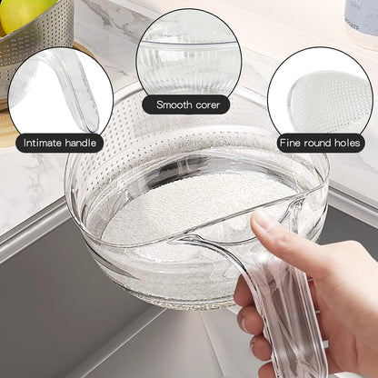 Multipurpose Rice Strainer Bowl – Easy Drain Kitchen Washing Bowl for Rice, Fruits & Vegetables