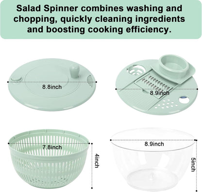🥗 5-in-1 Salad Spinner Prep Bowl – Vegetable Washer & Slicer Set