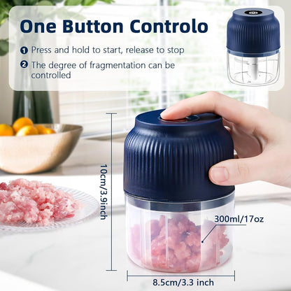 Electric Mini Food Chopper-300ml, 4-Blade Electric Processor
