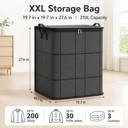 Spacious Foldable Fabric Zippered Storage Bin for Moving & Bedroom Closet📦