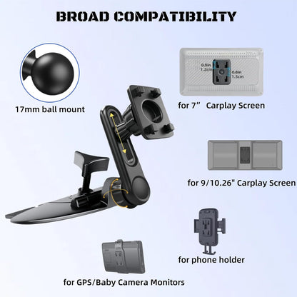 🚗 Adjustable CD Slot CarPlay Mount with 360° Rotation