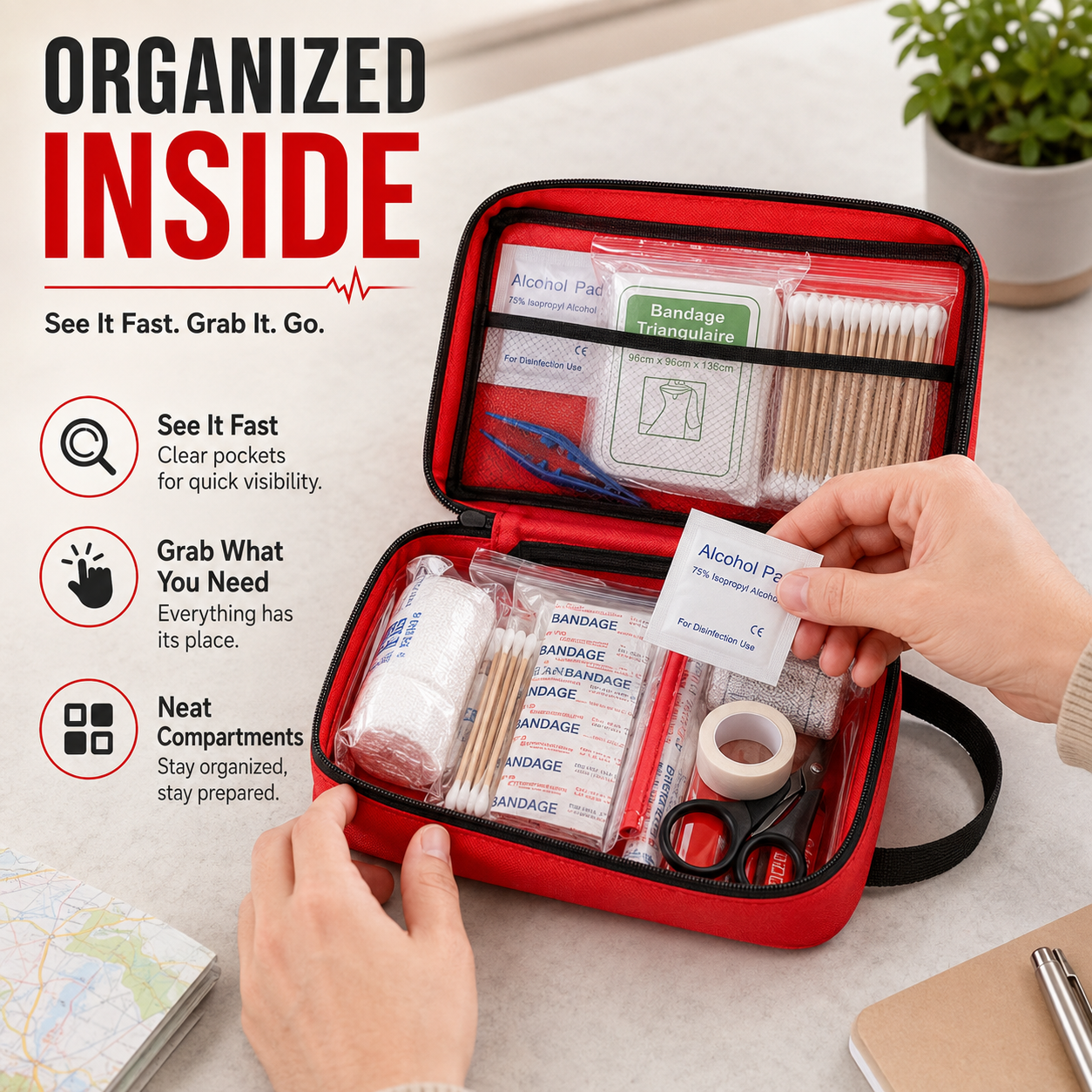 🏕️ 160-Piece First Aid Kit – Compact Emergency Medical Kit for Home, Car & Outdoor Travel