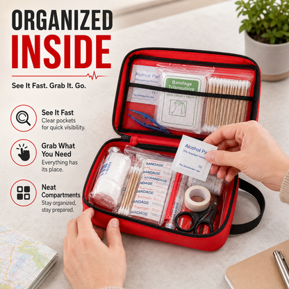 🏕️ 160-Piece First Aid Kit – Compact Emergency Medical Kit for Home, Car & Outdoor Travel