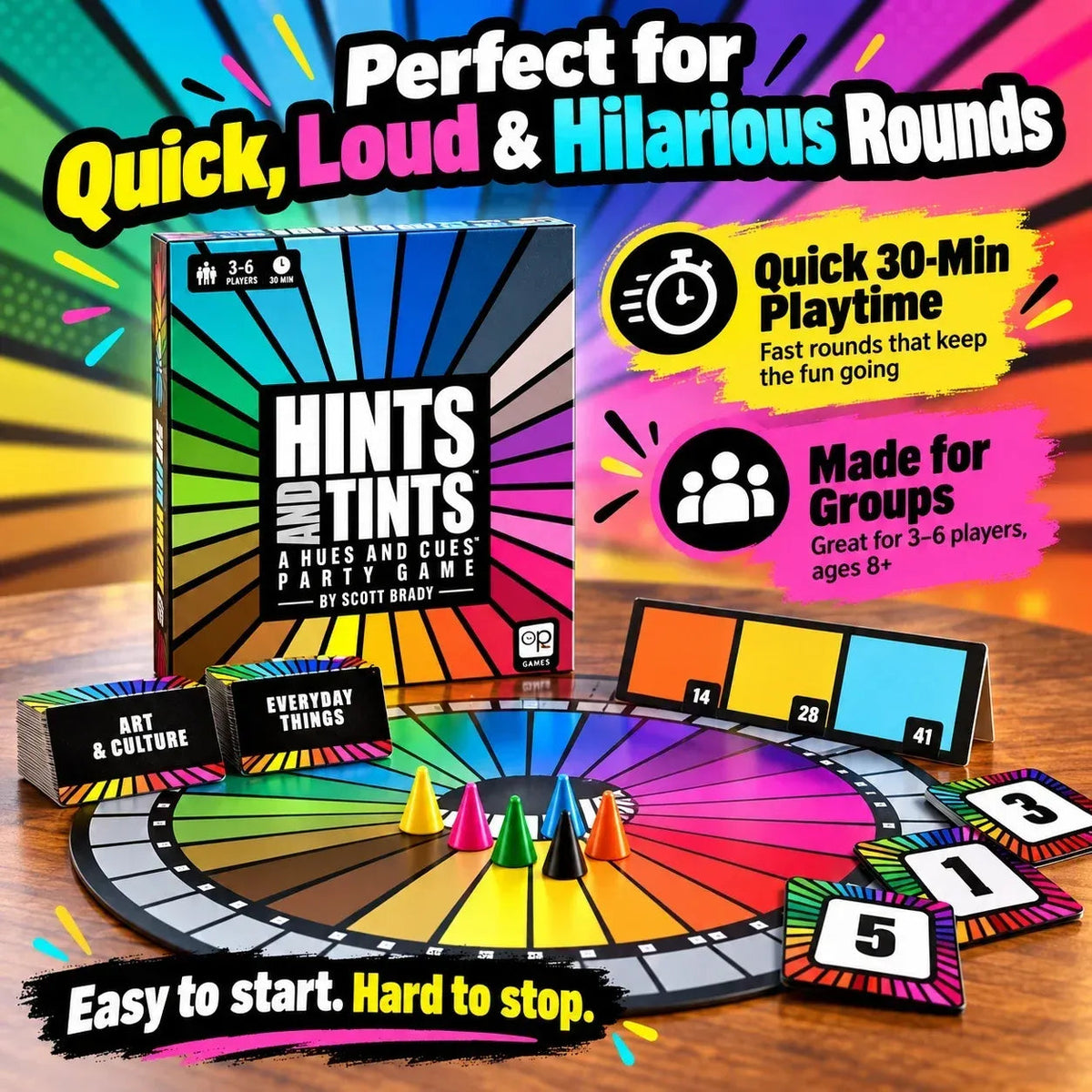 🃏Portable Hues & Cues Board Game - Creative Clues！！！