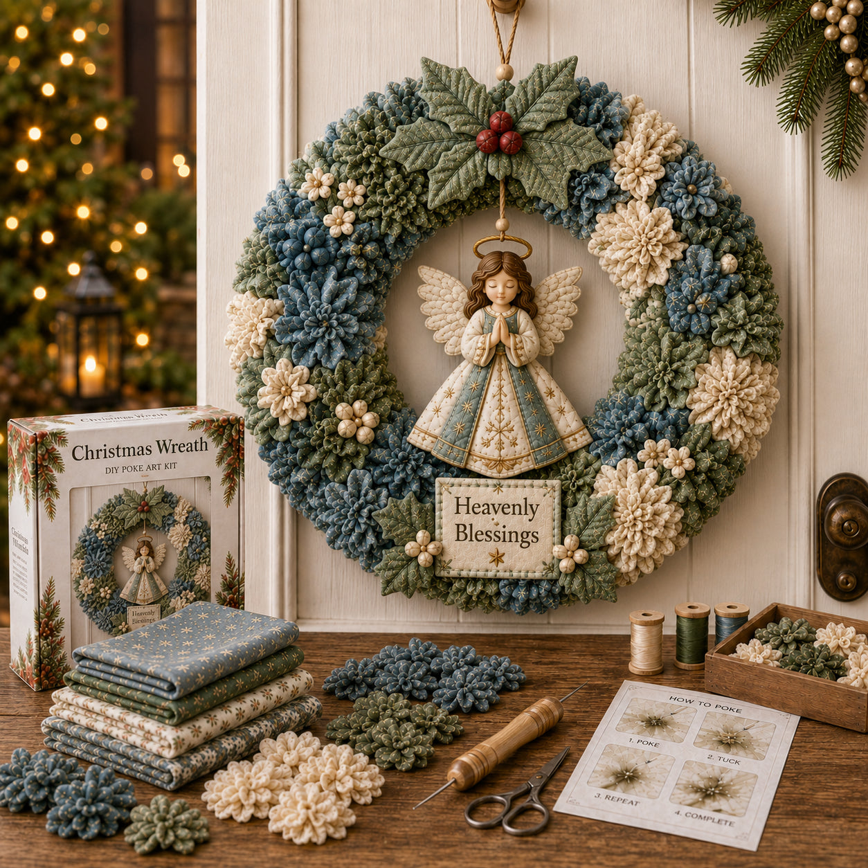 🔥49% Off Last Day - 🔥🎄 3D Fabric Poke Wreath DIY Kit