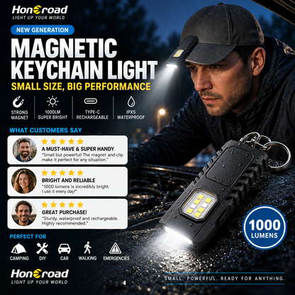 🔦 Lanterna Mini LED para porta-chaves ✨ Lanterna potente recarregável por USB | 🧲 Lanterna magnética de trabalho | 🧢 Lanterna para boné | 🚶 Luz de segurança noturna | ⚡ Dispositivo multifuncional de iluminação de emergência para o ar livre