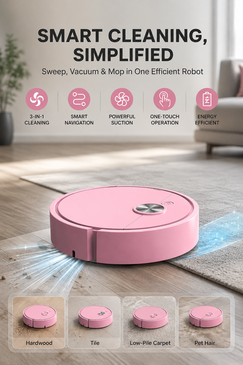 3-in-1 Smart Robot Vacuum & Mop – Powerful Suction for Effortless Daily Cleaning