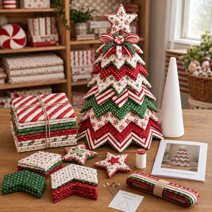 🔥LAST DAY 50% OFF - 🎄DIY Quilted Santa Christmas Tree Kit – Handmade Fabric Holiday Tabletop Tree Decor