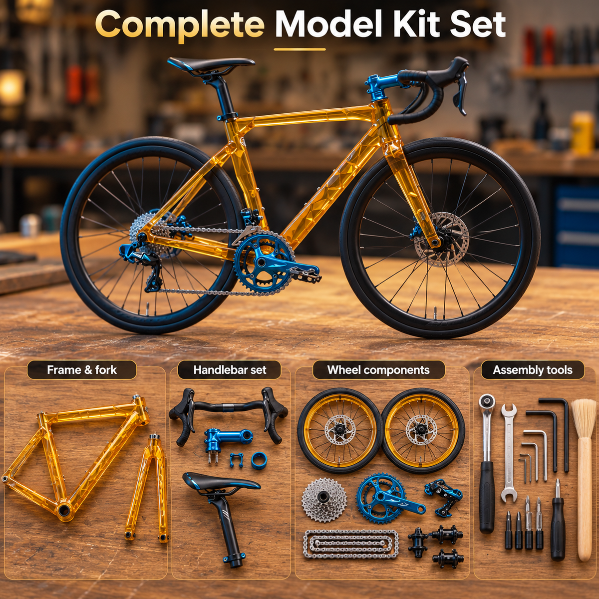💎🚴 Transparent Mini Road Bike Model – DIY Assembly Kit & Desk Display
