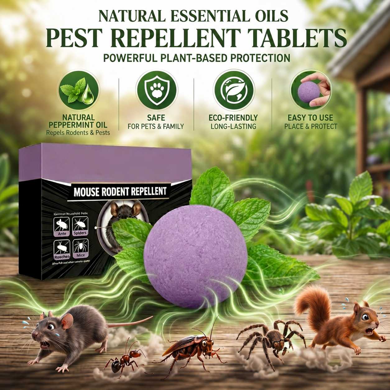 🔥 Limited Edition 49% OFF 🟣 Natural Peppermint Rodent Repellent Tablets – 12 Pack