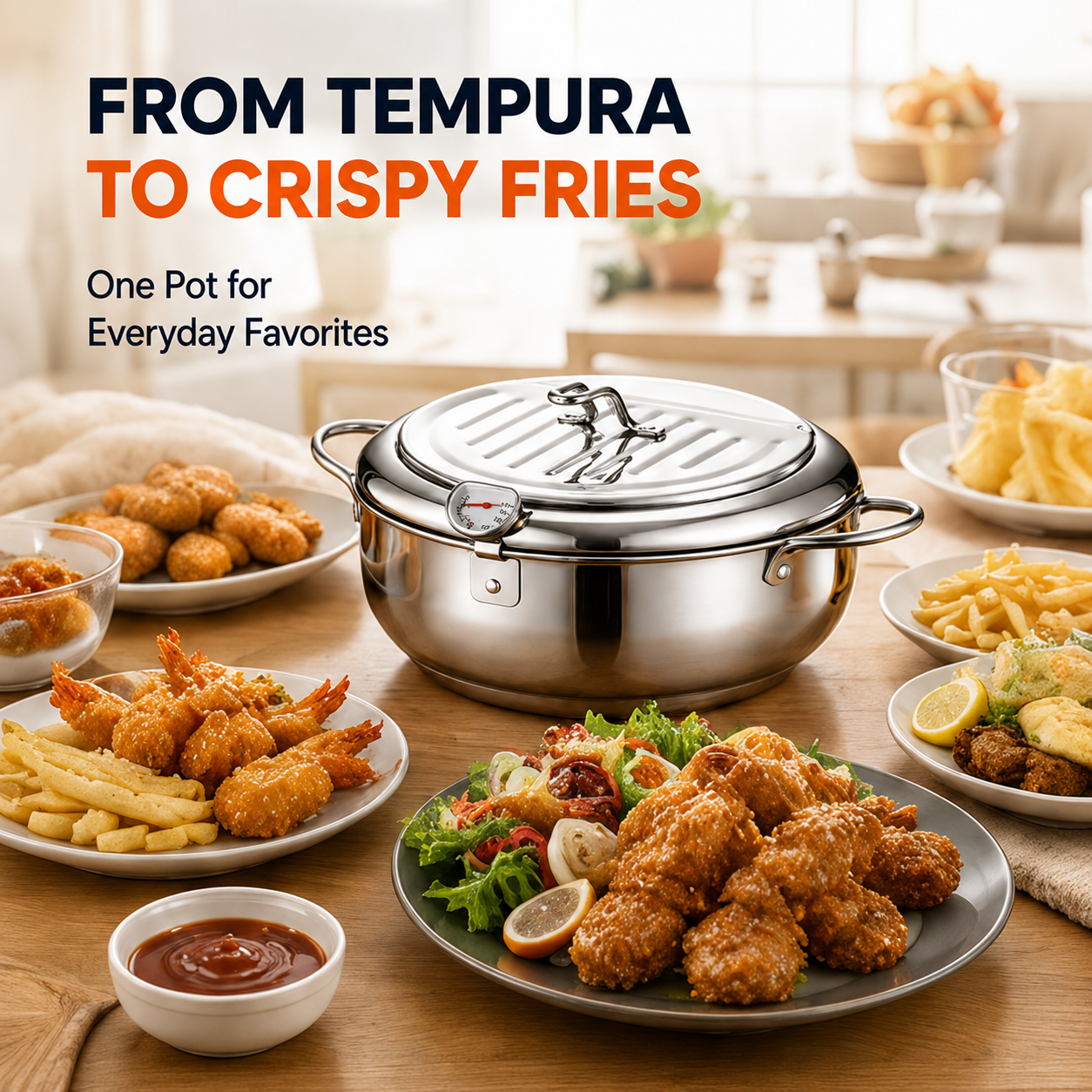 🍗 304 Stainless Steel Stovetop Deep Fryer Pot – With Thermometer 🍟