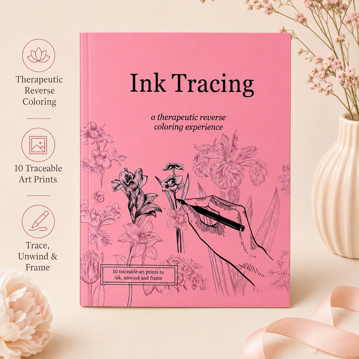 Beginner-Friendly💕Ink Tracing: A Therapeutic Reverse Coloring Experience📚(Deluxe Edition)