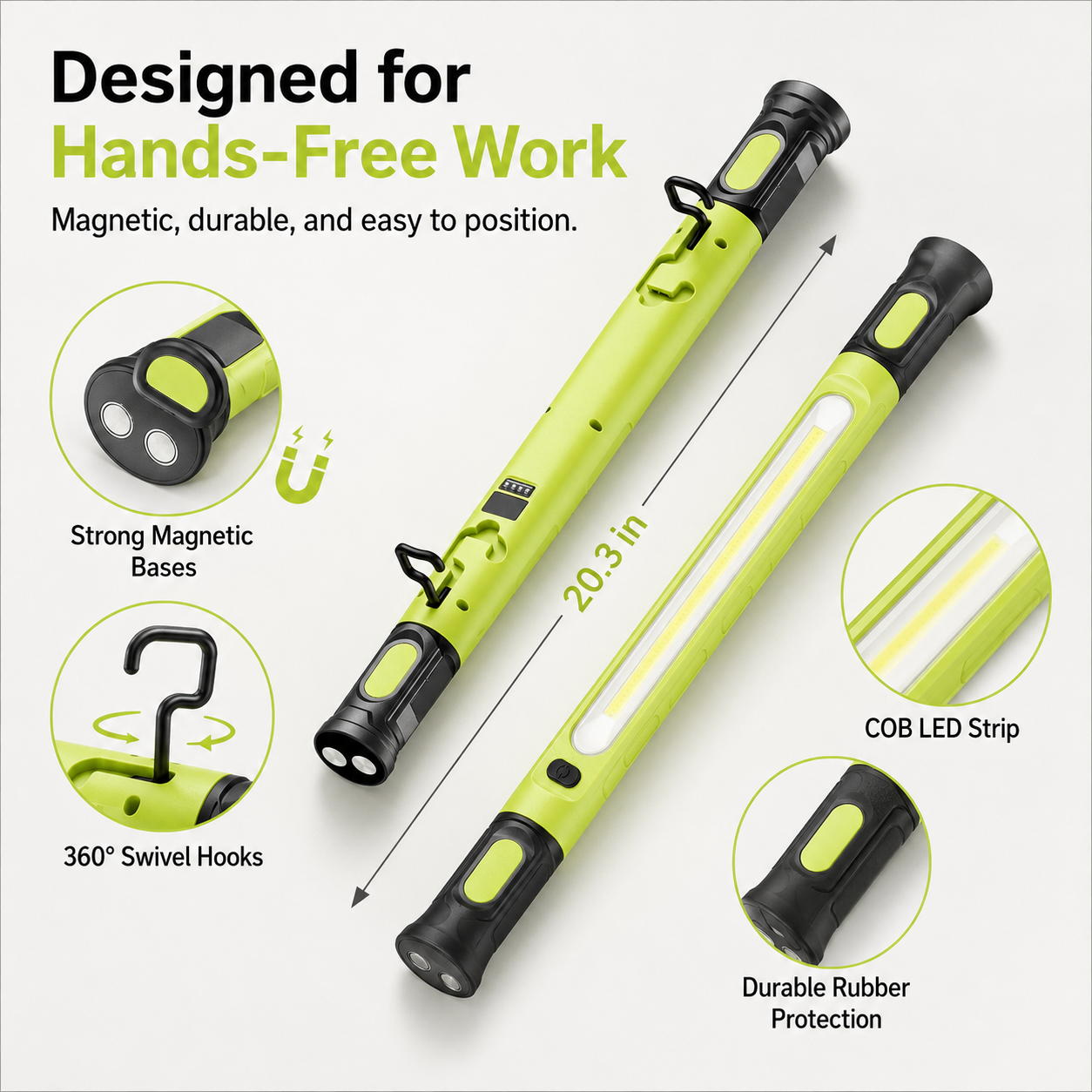 🔥🌟🔦Multifunctional magnetic rechargeable work light💡 Ideal for Mechanic, Car Repair & Garage Use