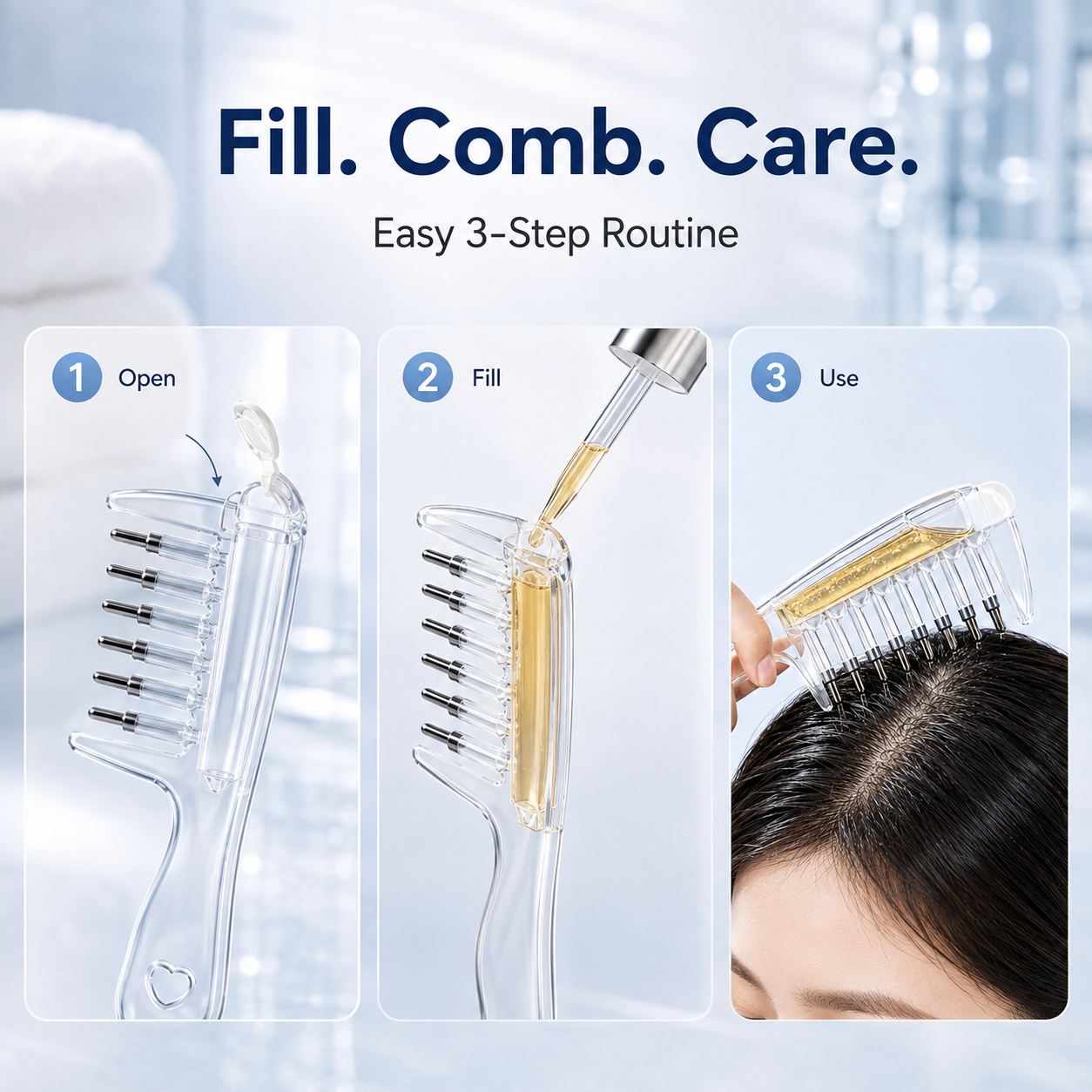 💆 Precision Scalp Applicator Comb with Roller-Ball Teeth for Hair Oils ✨