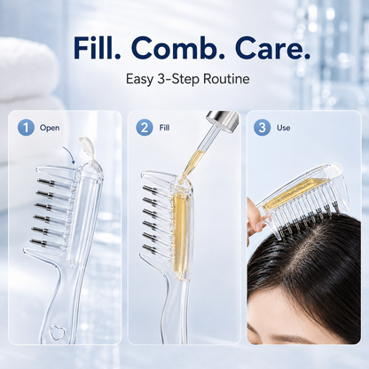 💆 Precision Scalp Applicator Comb with Roller-Ball Teeth for Hair Oils ✨