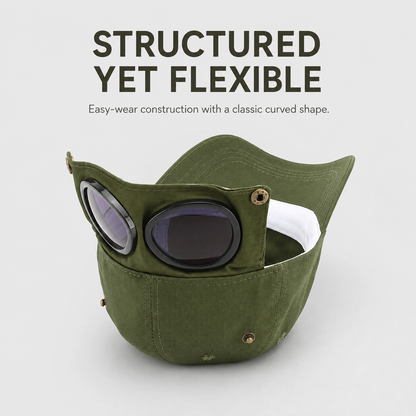 🧢 Cat Ear Aviator Goggle Baseball Cap with Tinted Lenses 🕶️