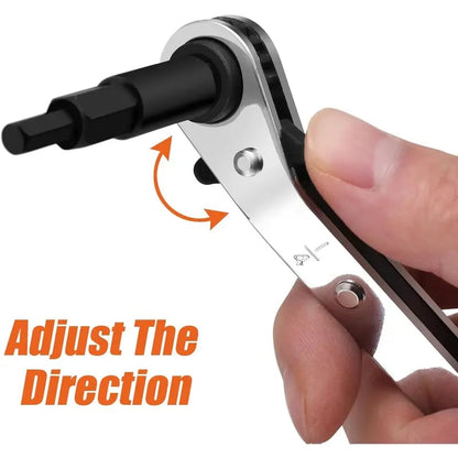 🔧 4-in-1 HVAC Ratchet Service Wrench Set with S2 Hex Bit Adapters