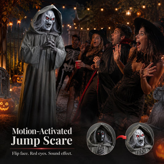 Halloween Animated Jumping Scare Ghost – Motion-Activated Haunted House Prop