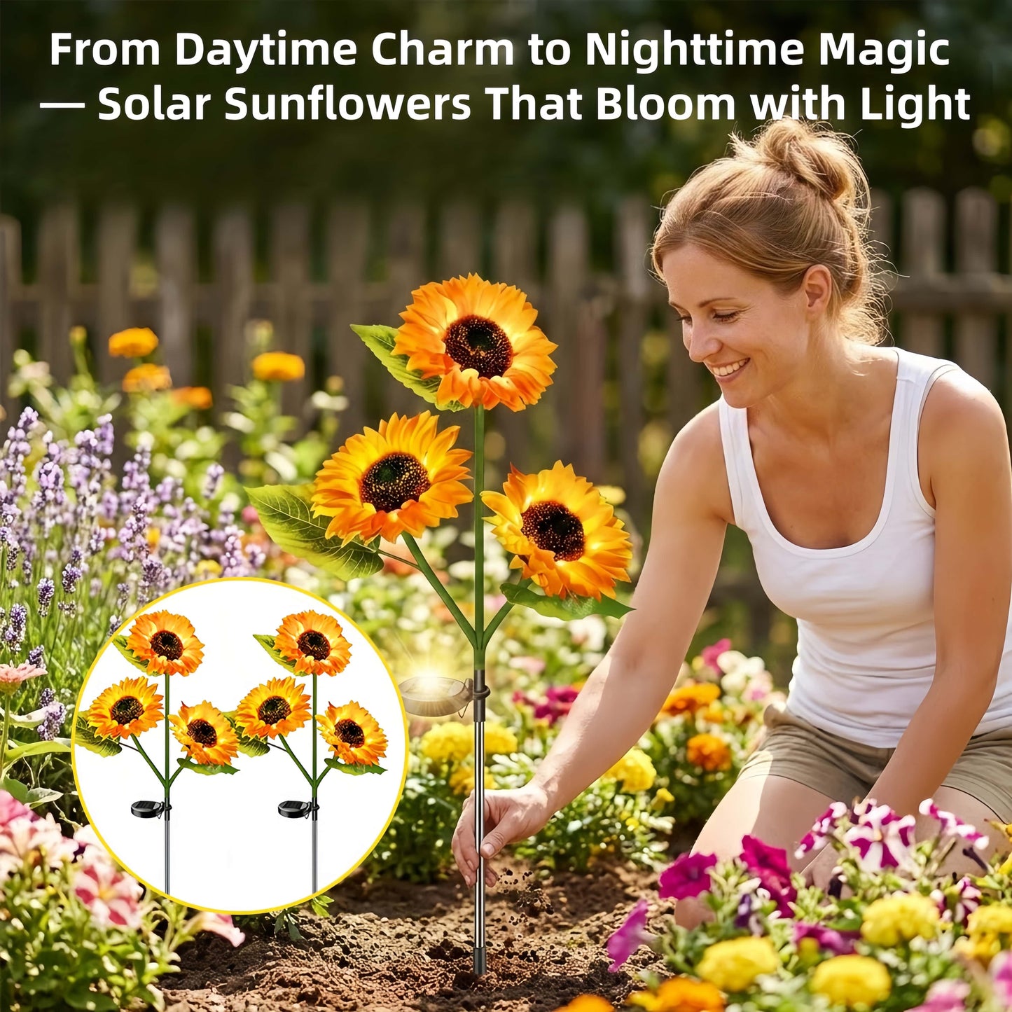 2026 UPGRADED Solar Sunflowers – Hyper-Realistic Petals, Stunning Shadow Projections & Dusk-to-Dawn Garden Magic 🌻
