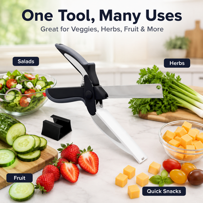 2-in-1 Kitchen Scissors with Cutting Board – Stainless Steel Food Cutter