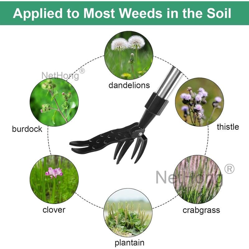 4-Claw Stand Up Weeder – Remove Weeds Without Bending, Pulling or Kneeling