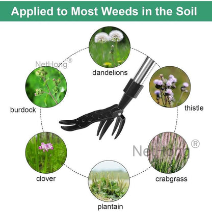 4-Claw Stand Up Weeder – Remove Weeds Without Bending, Pulling or Kneeling