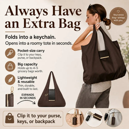 👜 Foldable Keychain Tote Bag ✨ | 🛍️ Portable Reusable Shopping Bag 💕 Compact, Lightweight & Easy to Carry 🔑