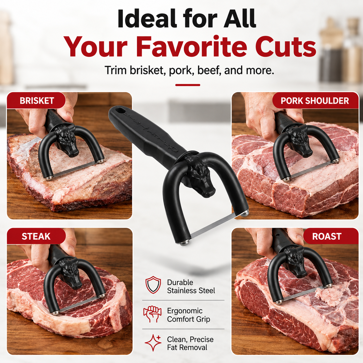 🥩 BBQ Prep Made Easy – Handheld Fat Trimmer for Beef, Pork & Poultry