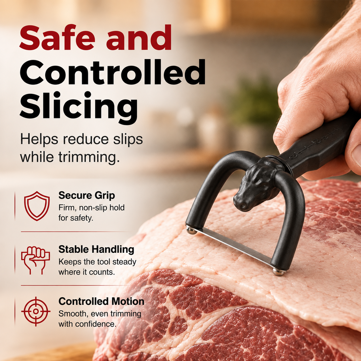 🥩 BBQ Prep Made Easy – Handheld Fat Trimmer for Beef, Pork & Poultry