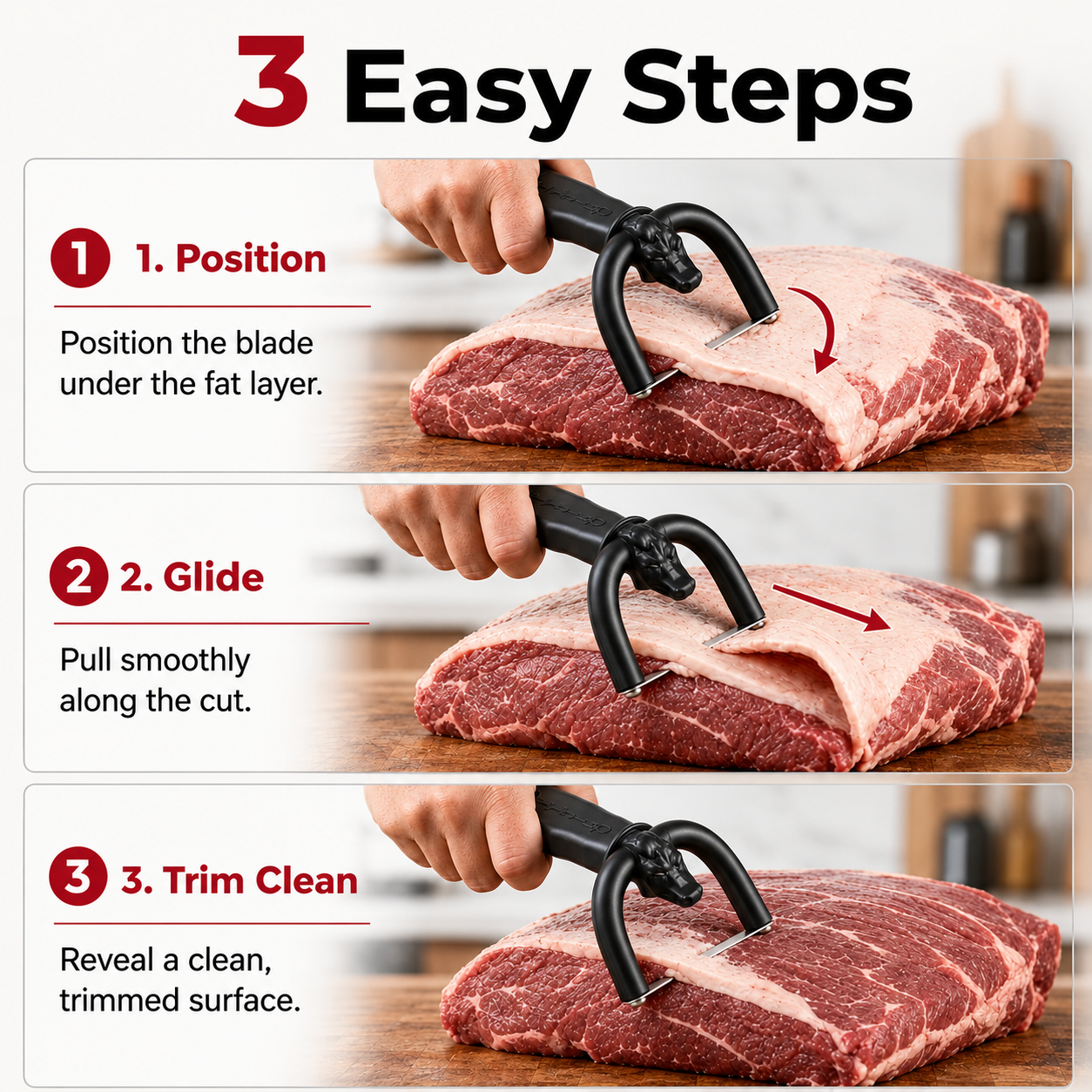 🥩 BBQ Prep Made Easy – Handheld Fat Trimmer for Beef, Pork & Poultry