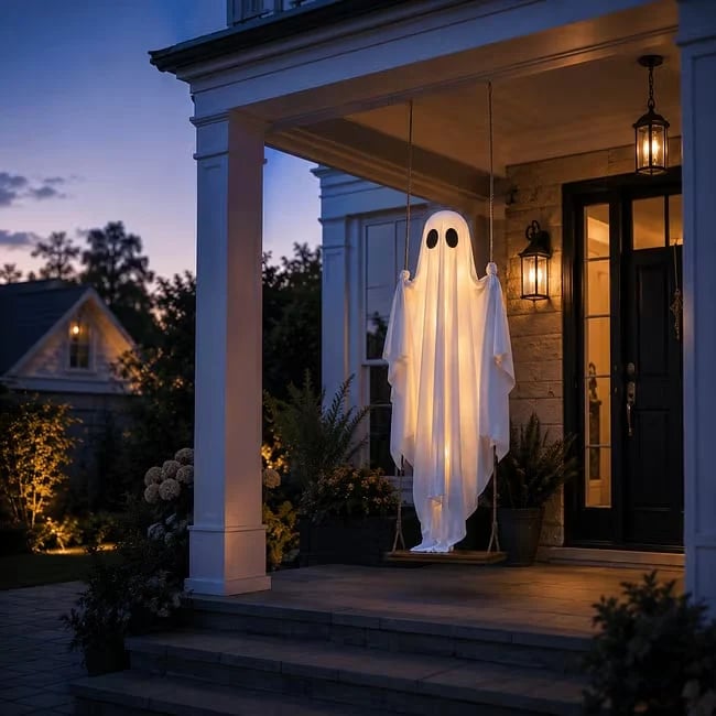 Light-Up Swinging Hanging Ghost Halloween Outdoor Decoration