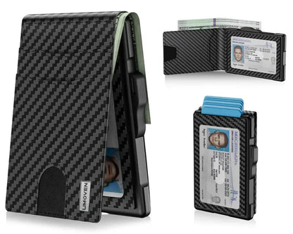 🔥Minimalist Pop-Up Wallet for Men – RFID Blocking Aluminum Card Holder , ID Window & Leather Front Pocket