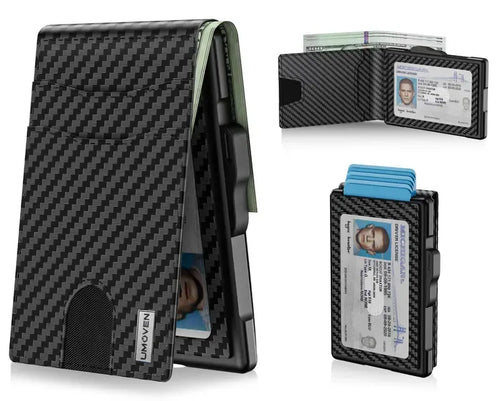 🔥Minimalist Pop-Up Wallet for Men – RFID Blocking Aluminum Card Holder , ID Window & Leather Front Pocket
