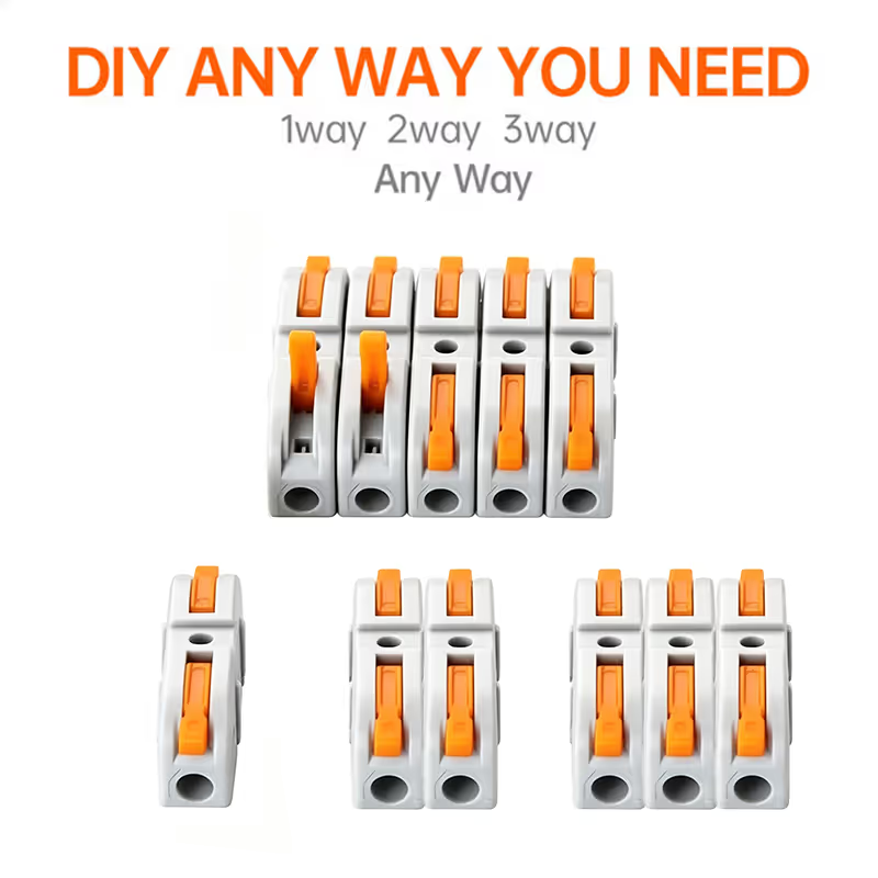Universal Quick Lever Electrical Wire Connectors (24-12 AWG) Assortment (50/100Pcs) + Wire Stripper